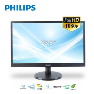 จอคอมพิวเตอร์ PHILIPS Monitor 23.6 นิ้ว รุ่น 243V5QHSBA / Full HD / VGA / DVI / HDMI / Brightness 250 cd/m2 / Display colors 16.7 M