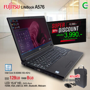 Fujitsu LifeBook A576 | Core i5 GEN 6 | RAM 8GB | SSD 128GB | 15.6 นิ้ว | HDMI | WiFi | Webcam สภาพดี